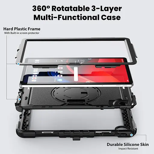 Чохол Rugged 3 Layers броньований протиударний з захистом Lenovo Tab K11 Plus 11.45 TB352FU 2025 Чорний - фото 4