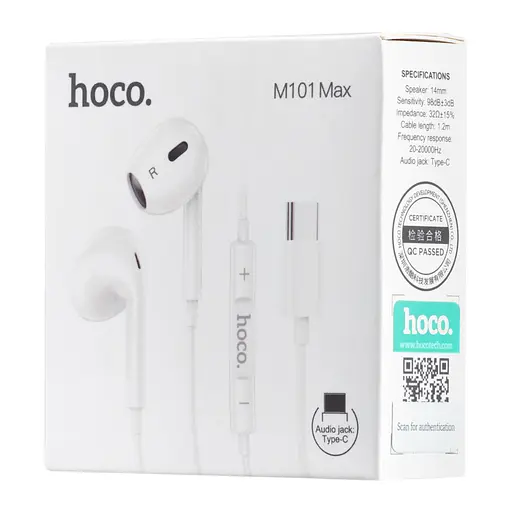 Навушники Hoco M101 Max Crystal grace Type-C wire-controled digital earphones with microphone білі - фото 2