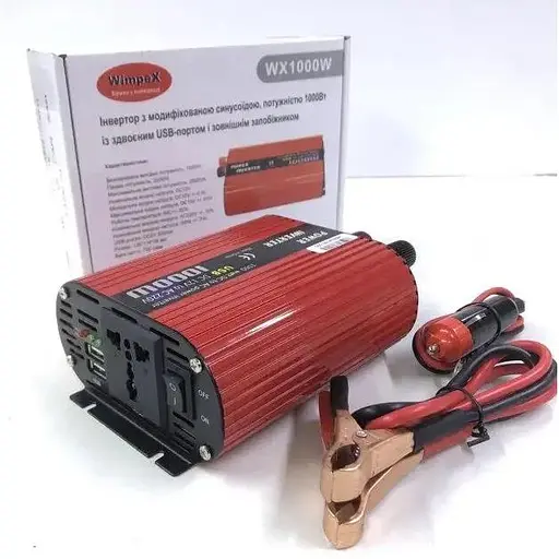 Преобразователь постоянного тока Wimpex 1000W инвертор для автомобиля 12-220В - фото 4