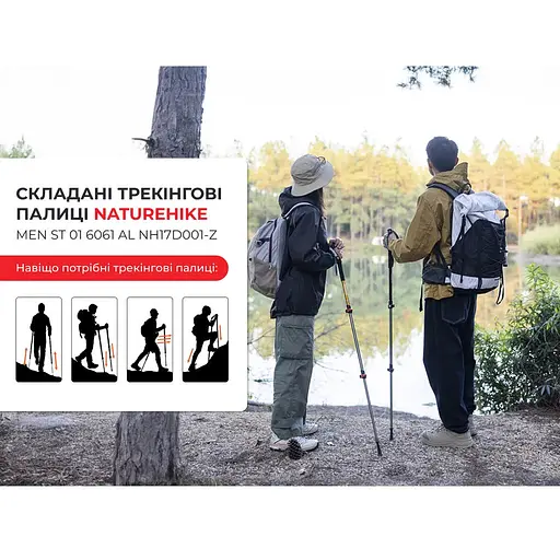 Трекинговая палка телескопическая для походов и спортивной ходьбы Naturehike Men ST 01 6061 AL NH17D001-Z алюминий зеленый - фото 7