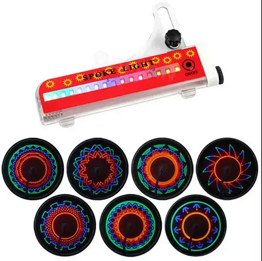 Велосипедная разноцветная светодиодная подсветка колес велосипеда Spoke light 16 LED 32 вело узора - фото 5