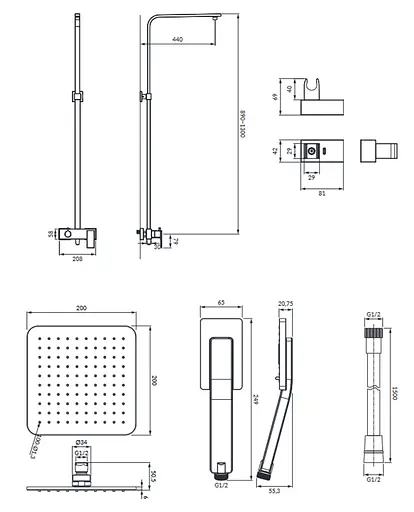 Душова система Omnires Parma хром PM7444CR, Хром - фото 2