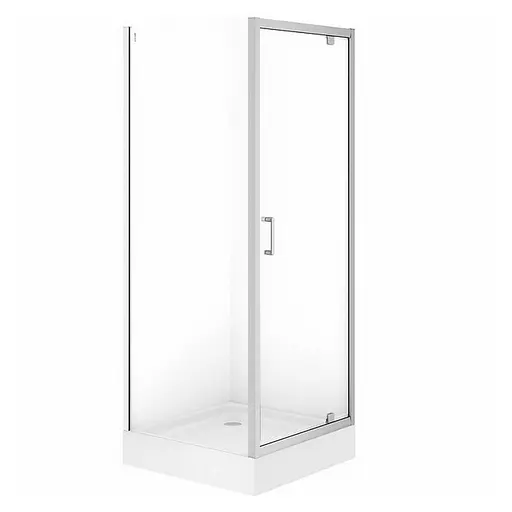 Душевая кабина Cersanit Brasco 80x80 см квадратная распашная прозрачное стекло на мелком поддоне хром S601-230, прозрачная, хром - фото 1