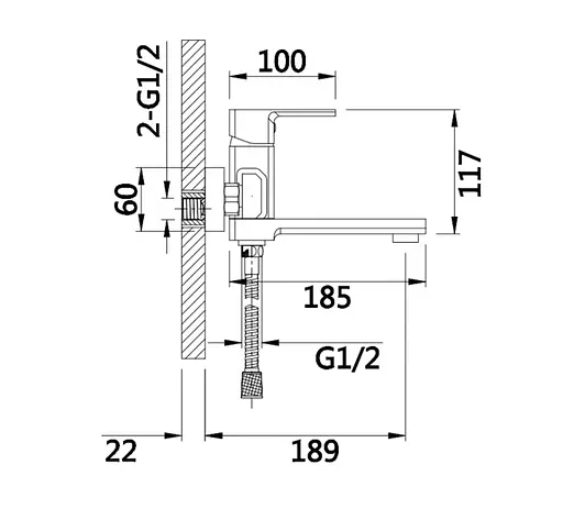 Змішувач для ванни Lidz Dozorca 0051 (k35) LDDOZ0051CRM45404 - фото 2