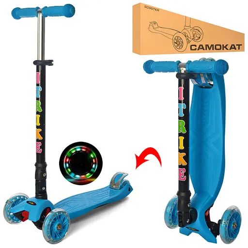Дитячий самокат iTrike JR 3-003-1-BL MAXI складаний - фото 2