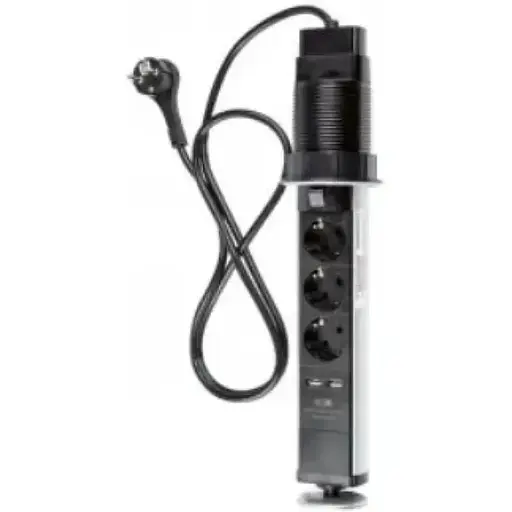 Встроенный сетевой удлинитель Silver Crest переноска 2 USB CHARGE на 3 розетки 1,5 м - фото 1