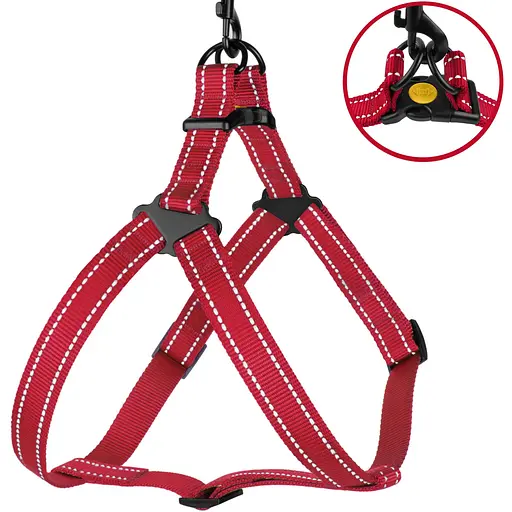 Шлея для собак Barksi Active світловідбивна (обхват грудей 40-53 см ширина 1.6 см) червона - фото 2