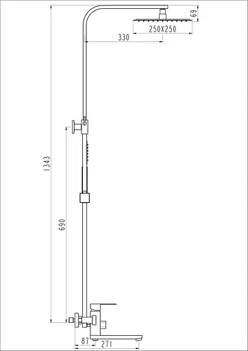 Душевая система Frap F24802, поворотный излив - переключатель на лейку, 1 режим, нержавеющая сталь - фото 5