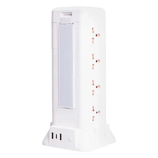 Мережевий фільтр-подовжувач Yiwu HP-5-11MF TOWER B24 4,8 м 12 розеток 3USB + 1PD LED-лампа білий 