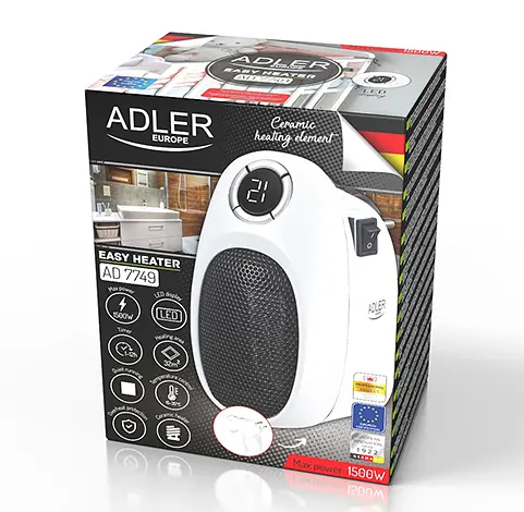 Портативный обогреватель Adler 7749 с керамическим нагревателем - фото 9