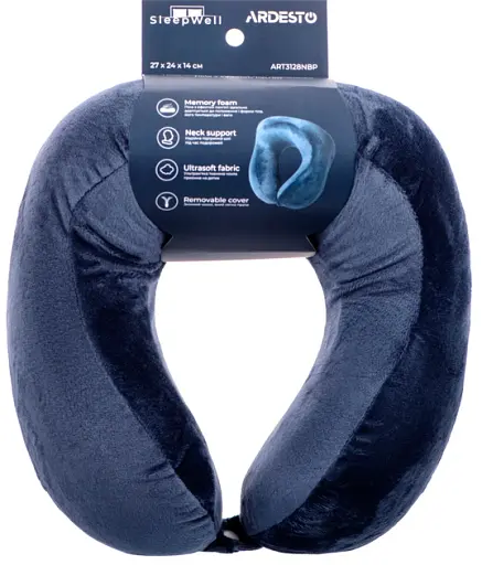 Подушка ортопедична для шиї Ardesto Sleepwell Travel 27х24х14 см піна меморі синій (ART3128NBP) - фото 5