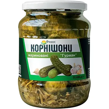 Корнишоны маринованные Домашні продукти Гурман 680 г
