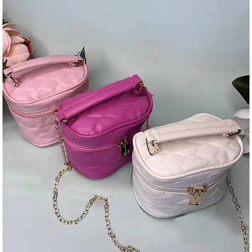 Детская сумка стеганная с ручкой розовая (24-553) - фото 2