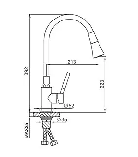 F4044-8 Змішувач для кухні силіконовий гусак лат.корп. гайка Ø35 білий/хром Frap 1/10 Білий - фото 5