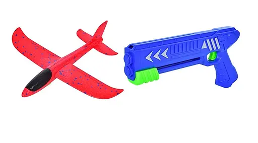 Самолет пенопластовый с запуском 255-16 33см, на запуске (пистолет), в пакете (6903317554829) Вид 2 - фото 1