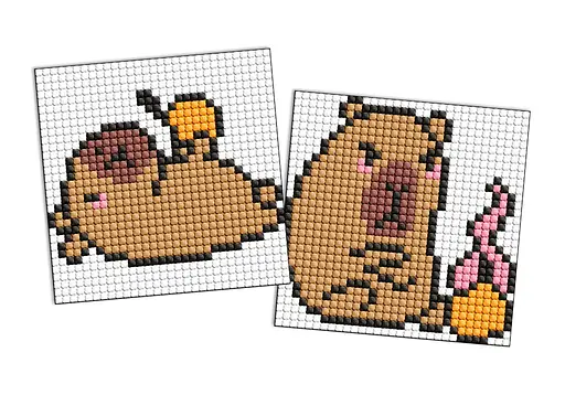 Набір з алмазною мозаїкою на магнітній основі для дітей Капібара: Апельсин, 2 картинки 9x9 см, AMG1169