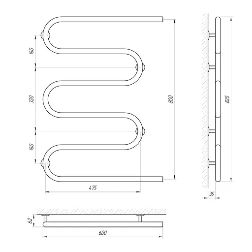 Полотенцесушитель Laris Змеевик 25 РС5 600x800 3/4'' 71207191, Хром - фото 2