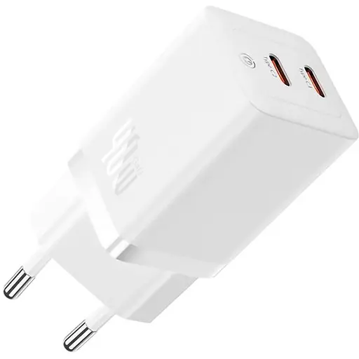 Зарядний пристрій Baseus GaN5 Pro Fast Charger C+C 40W White (CCGP180102)