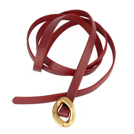 Ремень кожаный женский узкий красный HC-1001 (115 см) под платье - фото 3