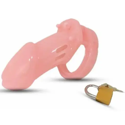 Пояс вірності чоловічий пластиковий CB-6000 із замком рожевий