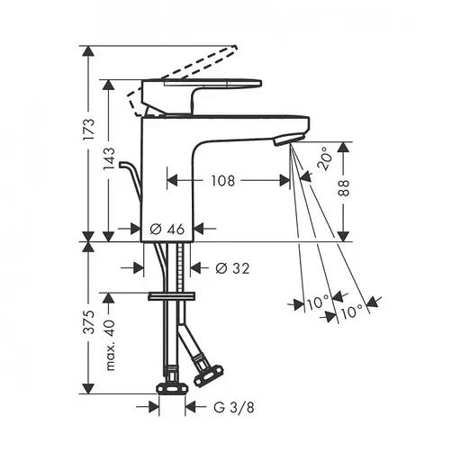 Змішувач Hansgrohe Vernis Blend 100 CoolStart для умивальника з д/к pop-up Chrome 71585000 Хром - фото 6