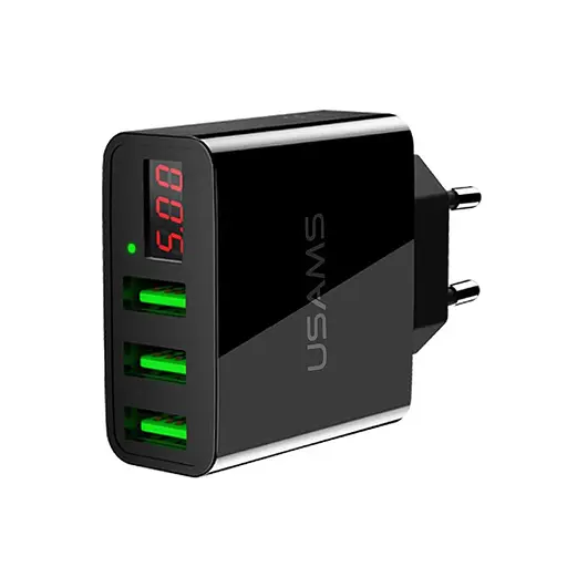 Зарядное устройство для Usams Travel Charger LED Display 3 usb US-CC035 - фото 1