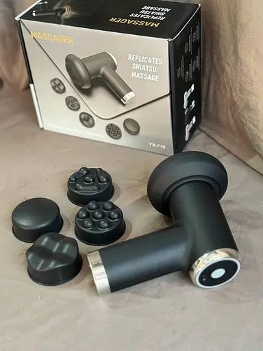 Перкусійний масажер YX-7100 акумуляторний 1200 mAh 5в1 Антицелюлітний вібромасажер 5Вт для тіла Чорний - фото 5