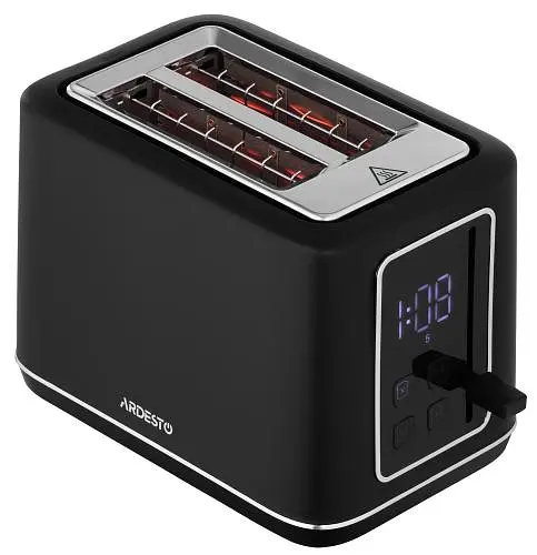 Тостер Ardesto T-K301E, Black, 800W, 2 тоста, 2 отделения, 7 режимов поджаривания, дисплей с индикацией времени приготовления, автоцентрирование, кнопка отмены приготовления, подогрев - фото 2
