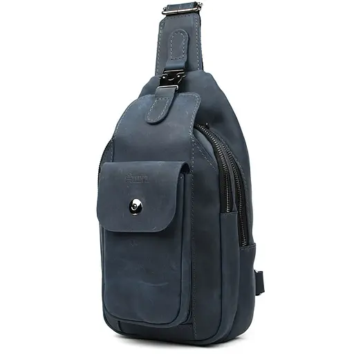 Модный рюкзак слинг на одну шлейку синий TARWA 17х7х33.5 см sum0028456 - фото 1