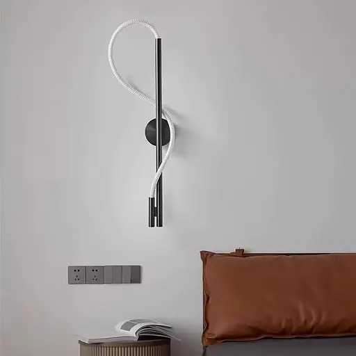 Бра чорне із обплетеним неоном довжина 60 см Арт. W 203/600 BK Line F - фото 4