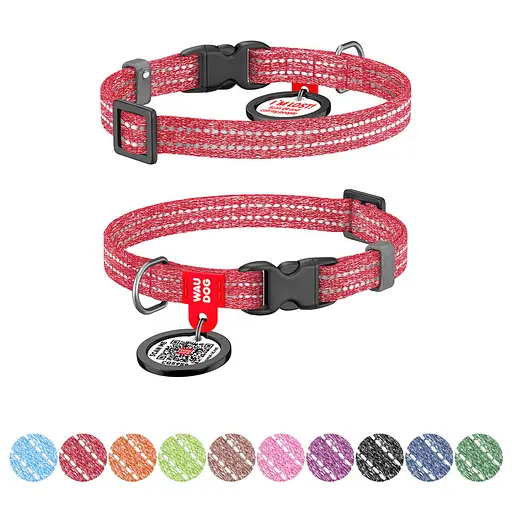 Ошейник для кошек и мелких пород собак Waudog Re-cotton с QR-паспортом восстановлен хлопок светоотражающий пластиковый - фото 2