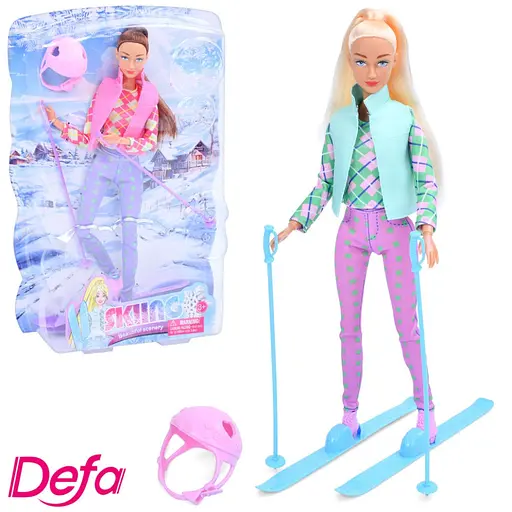 Детская кукла "Лыжница" 8520(Turquoise) бирюзовый, шарнирная 29 см - фото 2