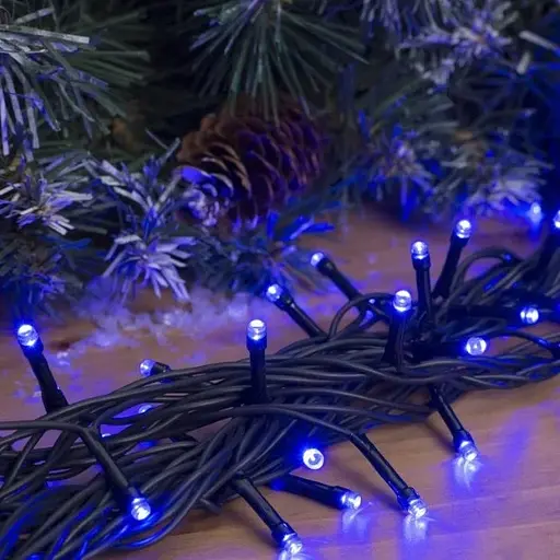 Гирлянда-нить уличная 100 led с переходником 10 м Синий - фото 5