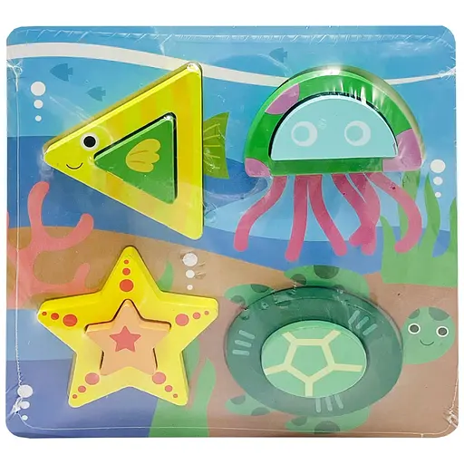 Дитячий деревяний пазл-вкладиш 3D Морскі Тварини C15057-5