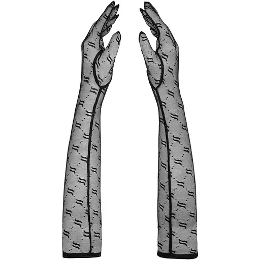 Длинные сетчатые перчатки Obsessive Obsessivia gloves Black O/S, черные - фото 2