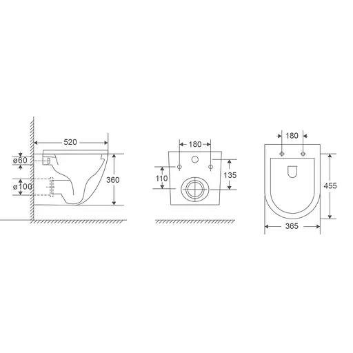 Унитаз подвесной Mixxus Premium Ellipse-0303-T3 Black 520x365x360 мм, система смыва Tornado 3.0 MP6591, Черный матовый - фото 2