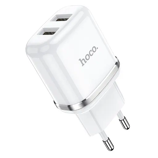 Адаптер питания зарядный HOCO Aspiring dual port charger N4 2 USB-CB сам блок белый - фото 1