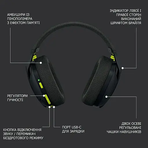 Наушники Logitech G435 LIGHTSPEED Black (981-001050) - фото 9