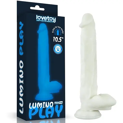 Неоновый фаллоимитатор LoveToy Lumino Play 26.9 см голубой