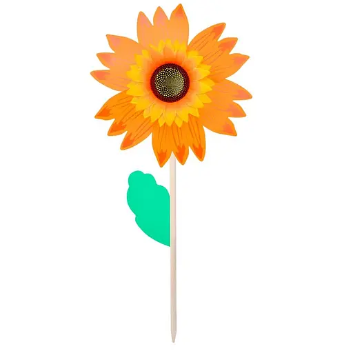 Ветряная вертушка, цветок, диаметр 30 см, палочка 50 см (деревянная), 30x30x2 см