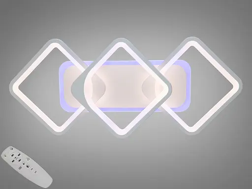 Світлодіодна люстра квадратна з пультом, димером, підсвічуванням, 75W - фото 1