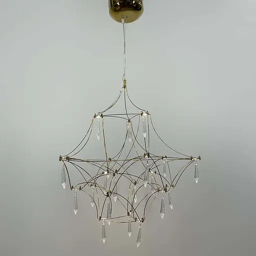 Дизайнерська невагома золота люстра d60 см | Арт. MJ 158-600 Titanium | Line F - фото 1