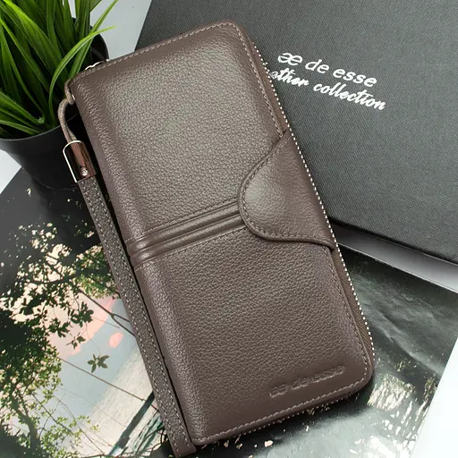 Гаманець жіночий шкіряний De Eesse LC14621-GD04 великий з ручкою капучіно - фото 9