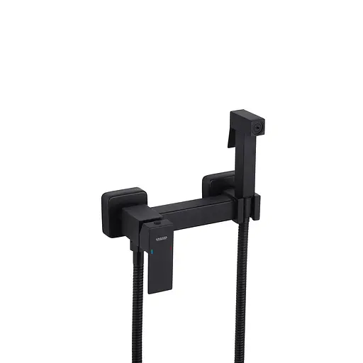 Змішувач для гігієнічного душу зовнішнього монтажу 150 мм Kroner KRP Edelstahl Kubus - SCH052 CV027931, Чорний матовий - фото 1