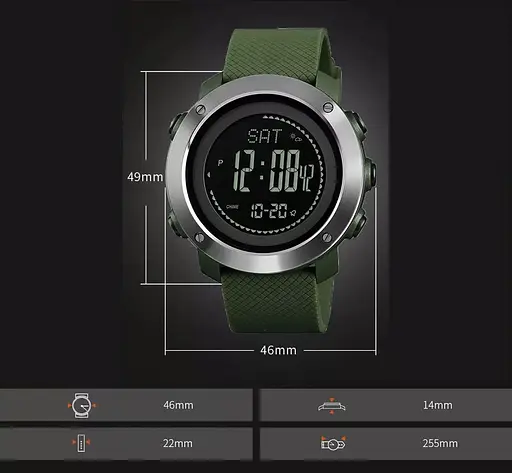 Чоловічий спортивний годинник Skmei 1427 з компасом та барометром Зелений - фото 6