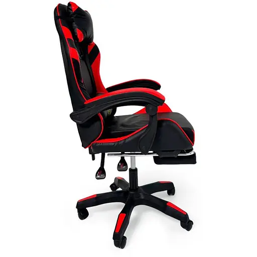 Геймерське крісло Primaveo з ергономічними подушками та висувною підставкою для ніг чорно-червоне - фото 3