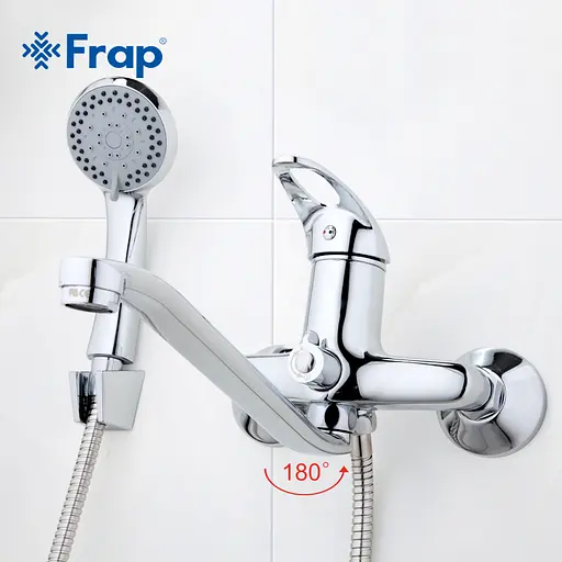 F2203 Змішувач для ванни довгий пл. вигнутий гусак Ø40 Frap 1/10 Хром - фото 2