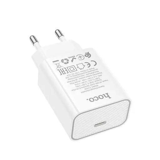 Адаптер сетевой HOCO Benefit single port charger C143A 1Type-C, 3A/20W, PD/QC| - фото 3