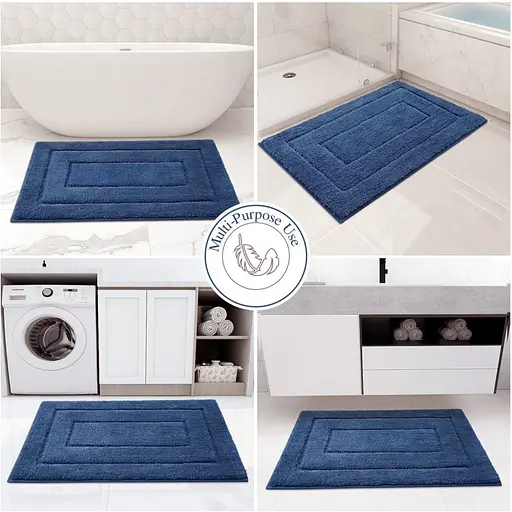 Набір килимків 2 шт : 40 x 60 см і 50 x 80 см - екстра м’який, абсорбуючий, міцний, прорезинений – Синій - фото 4