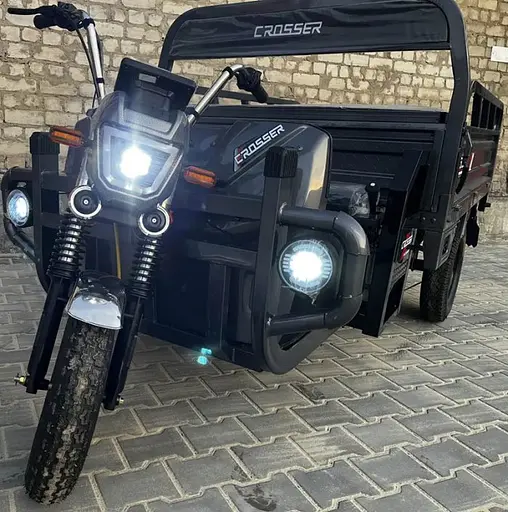 Грузовой электроскутер-самосвал трехколесный CROSSER Cargo 18" (1500W, 72V, 58Ah) Серый - фото 6
